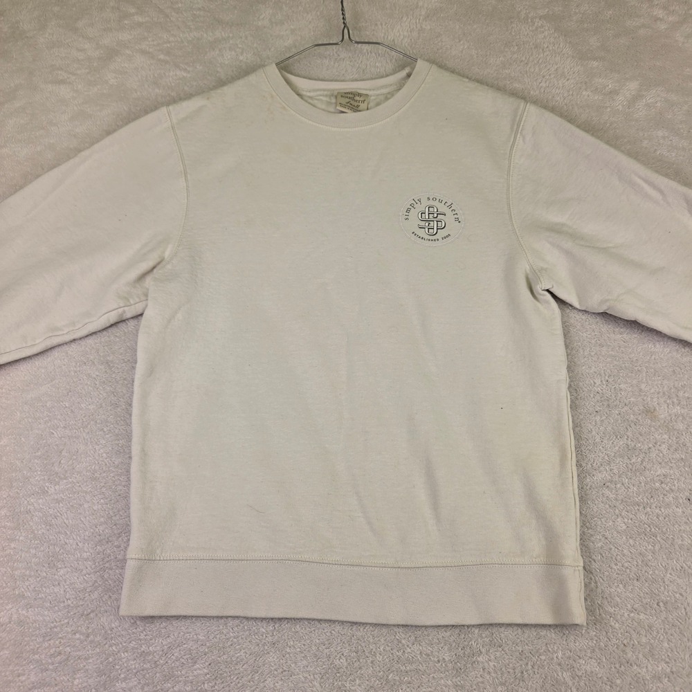 Simply Southern Cream Graphic Sweatshirt Small Pink Camper Van Sunset Pullover